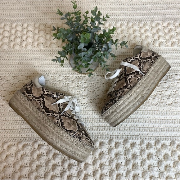 Steve MADDEN Women’s Parade Platform Snakeskin Espadrille Sneaker Brown Black 10 - Picture 4 of 10